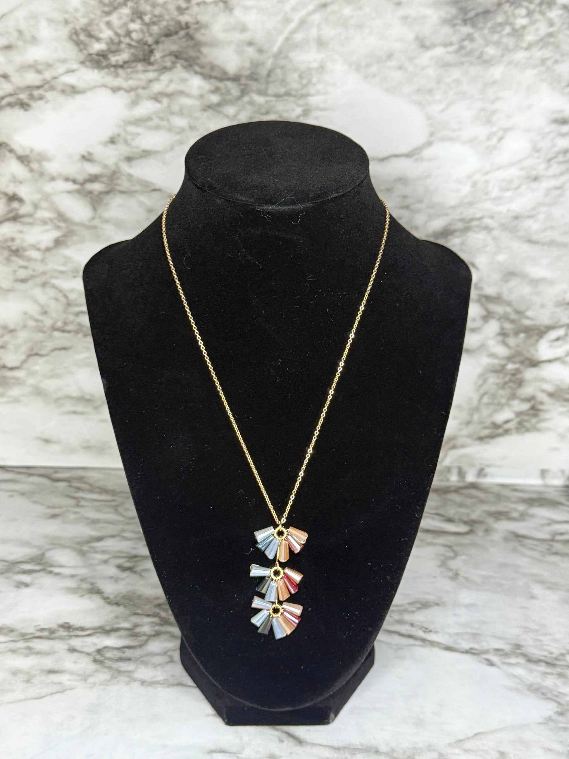 Tiered Beaded Fan Necklace