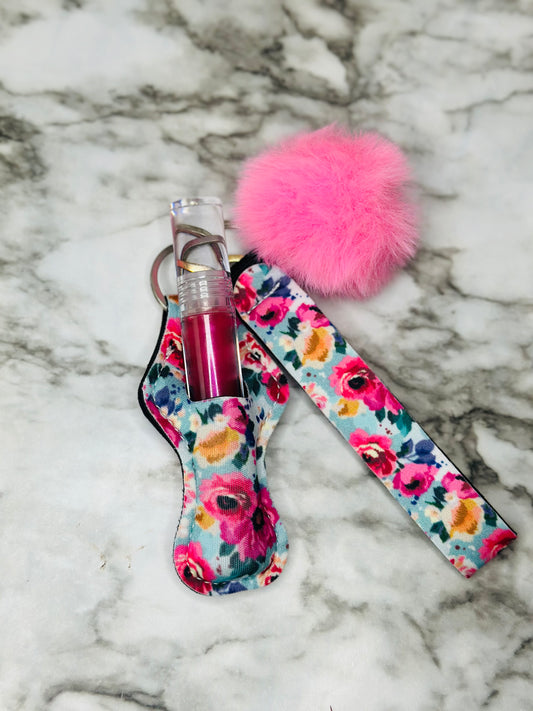 Keychain Lip Gloss Holder (Floral)