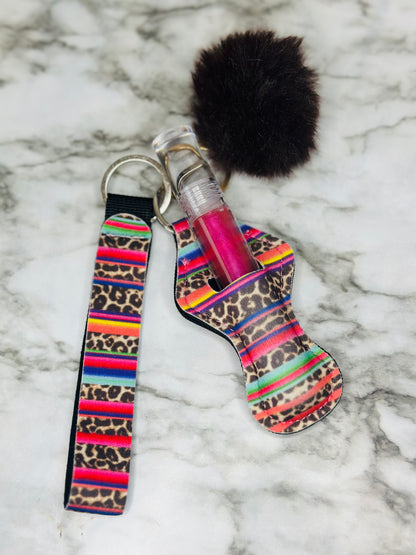 Keychain Lip Gloss Holder (Cheetah/Striped)