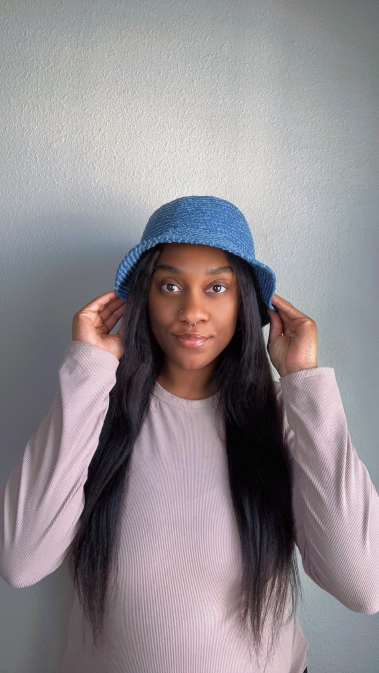 Striped Denim Bucket Hat