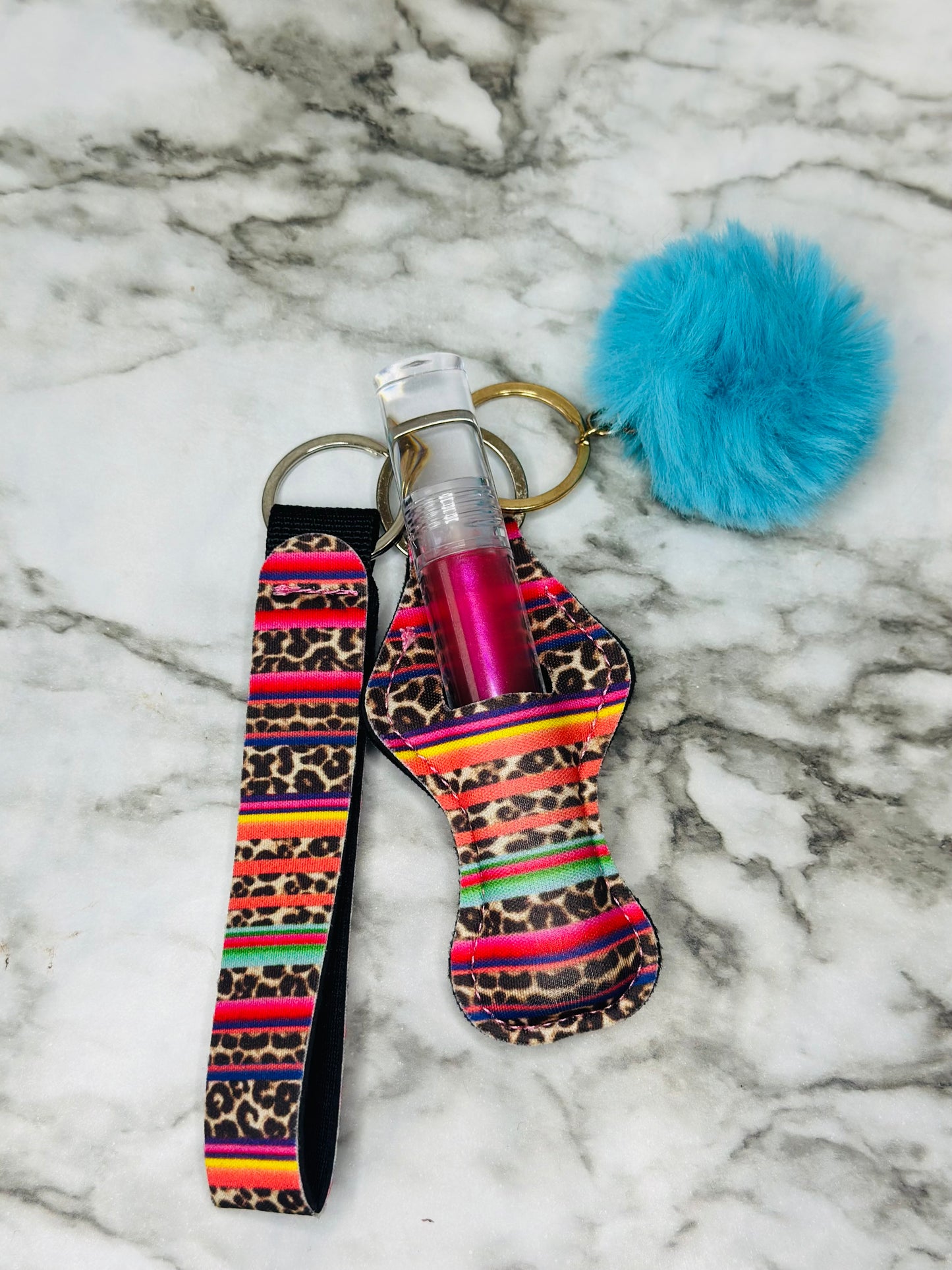 Keychain Lip Gloss Holder (Cheetah/Striped)