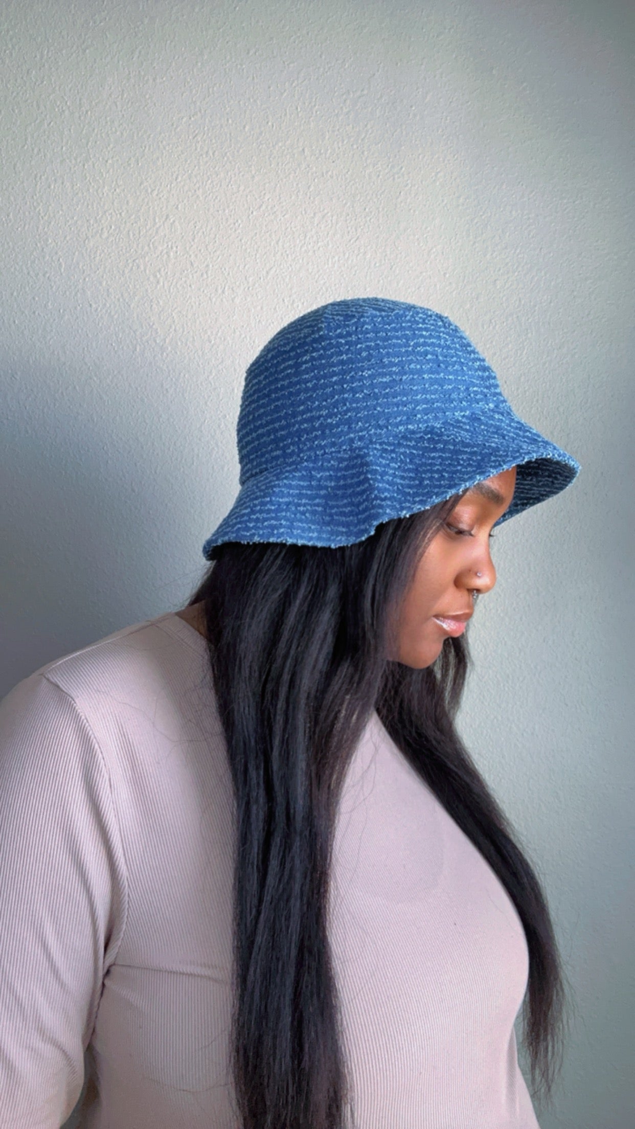 Striped Denim Bucket Hat