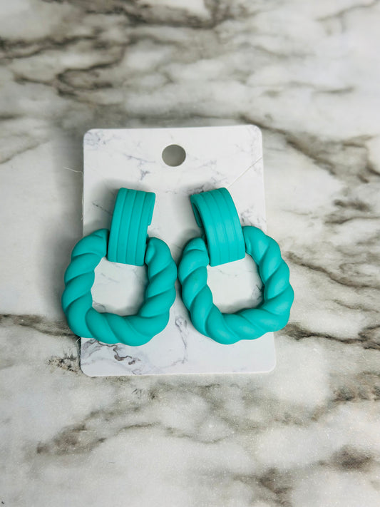 Twisted Hoops (Turquoise)