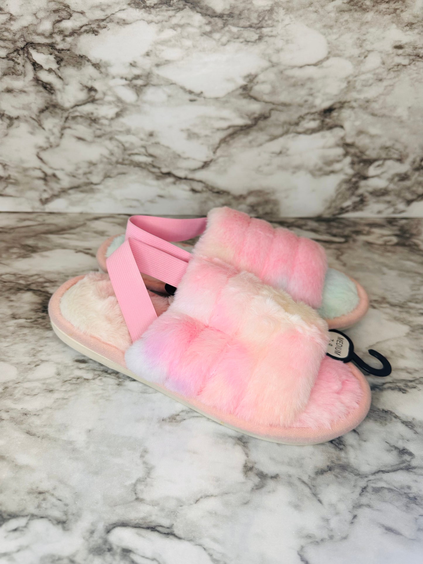 Pastel Swirl Fur Sandals