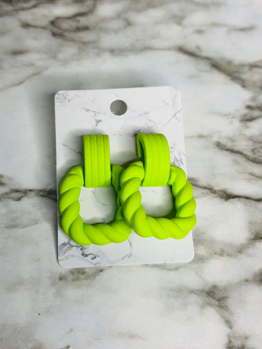 Twisted Hoops (Neon Green)