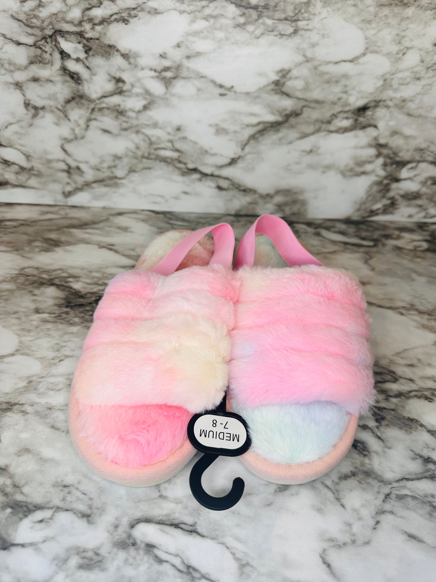 Pastel Swirl Fur Sandals