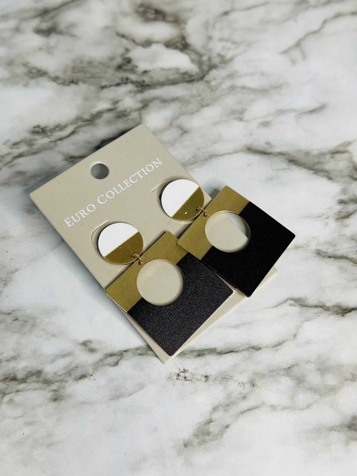 Two Tone Square Earrings