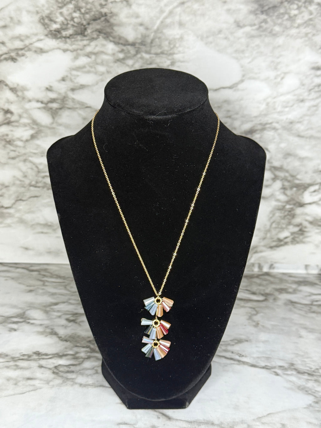Tiered Beaded Fan Necklace