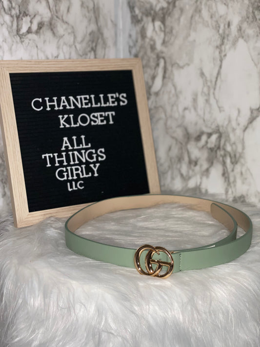 Skinny Fashion Belt (Sage Green)