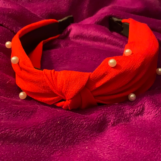 ‘Fiery Red’ Pearl Studded Headband