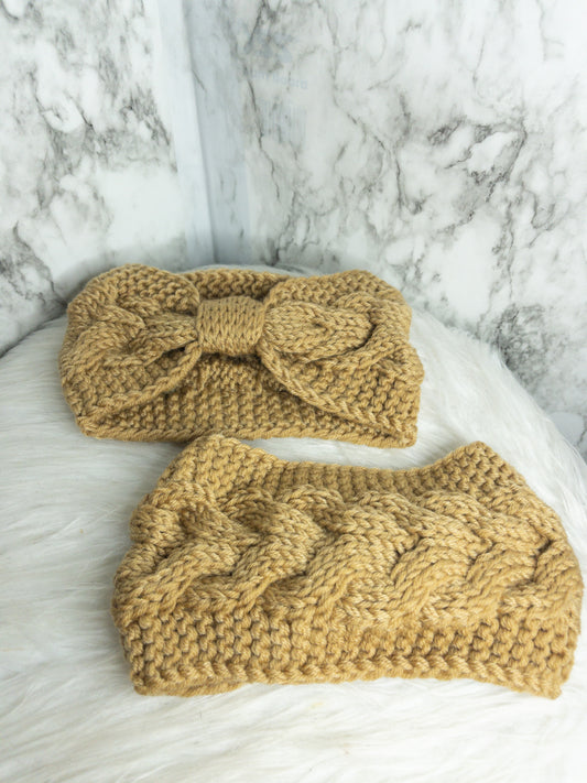 Knitted Crochet Headband (Mustard)